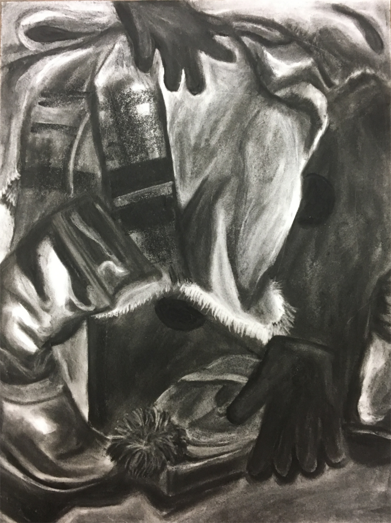 winter charcoal drawing