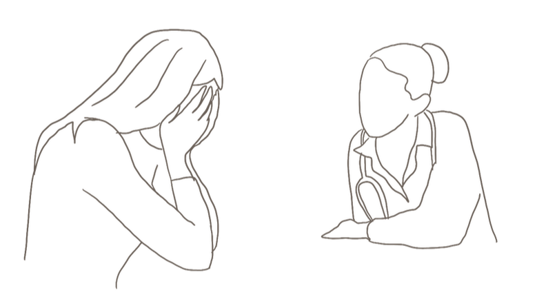 doctor and crying patient